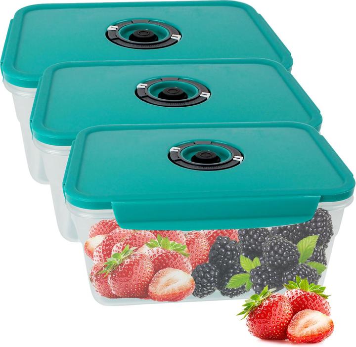 Produktbild Excellent Houseware 3er-Set Vakuum Vorratsdose mit Klickverschluss, inkl. Vakuumpumpe, 1200 ml (1.20 l)