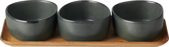 Produktbild Aida RAW crafted - 3 x Organic bowls on teakwooden board - Northern green (15810) (3 x)