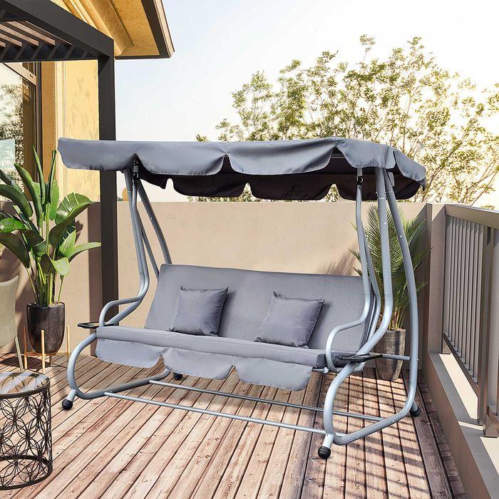 Produktbild Outsunny Hollywoodschaukel Gartenschaukel 3-Sitzer mit Liegefunktion