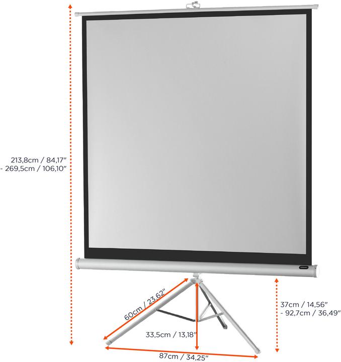 Immagine prodotto Celexon Schermo treppiede economico - Schermo di proiezione con treppiede - 223 cm (88") (87.80", 1:1)