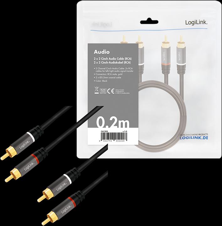 Image du produit LogiLink 2x Cinch - 2x Cinch (0.20 m, RCA)