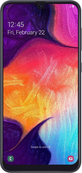 Actual product image Samsung Galaxy A50 EU Enterprise Edition (128 GB, Black, 6.40", Dual SIM + SD, 25 Mpx, 4G)