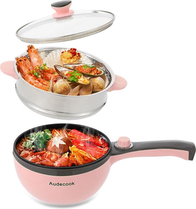 Immagine prodotto Audecook Padella elettrica (Pentola, Cucina a vapore, Padella per friggere, Pirofila + casseruola, Acciaio inossidabile)