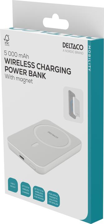 Actual product image Deltaco Power Bank - 5000 mAh Powerbank - Hvid - 5000 mAh (5000 mAh, 20 W, 19250 Wh)