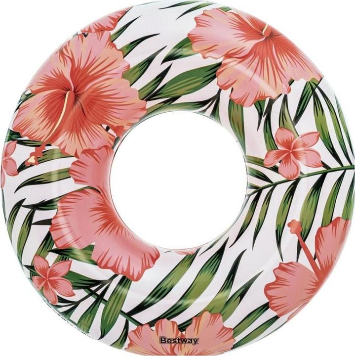 Actual product image Ikonka BESTWAY 36237 Circle inflatable flowers leaves white and pink