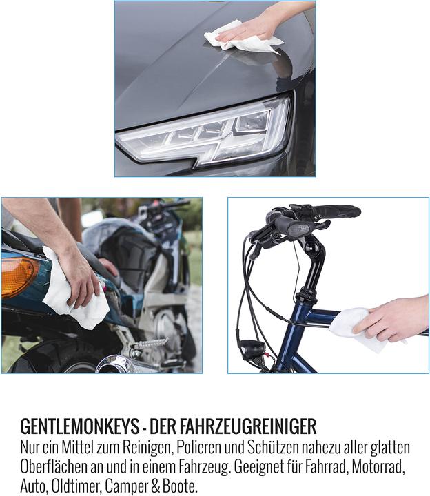 Actual product image Die Höhle der Löwen Gentle Monkeys vehicle cleaner set of 20 wet wipes + microfibre cloth (300 ml)