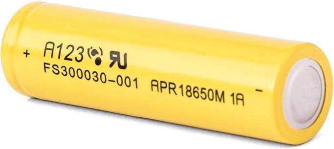 Actual product image AccuCell Battery A123 APR18650M1-A, LiFePo4 battery (18650, 1100 mAh)