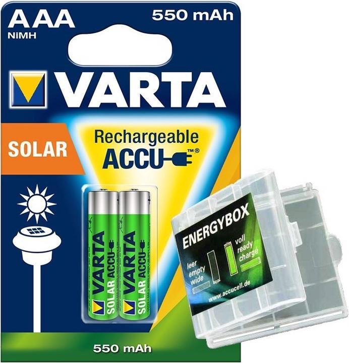 Image du produit Varta Accu solaire AAA Micro idéal pour les lampes de jardin, avec AkkuBox (AAA, 550 mAh)