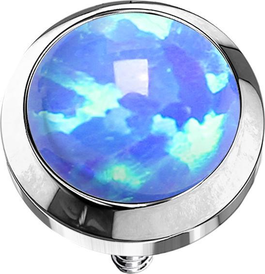 Actual product image Star Piercing Dermal Anchor silver with opal blue (without brass, Surgical steel 316L)