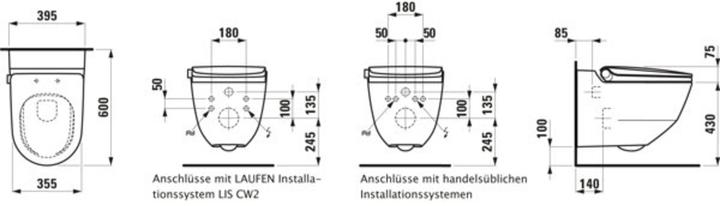 Immagine prodotto Laufen Running Cleanet Riva Doccia WC a filo pavimento, a parete, telecomando, sedile WC con coperchio