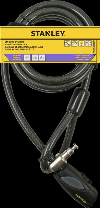 Produktbild Stanley Kabelschloss extra lang 12 mm x 2400 mm (240 cm)