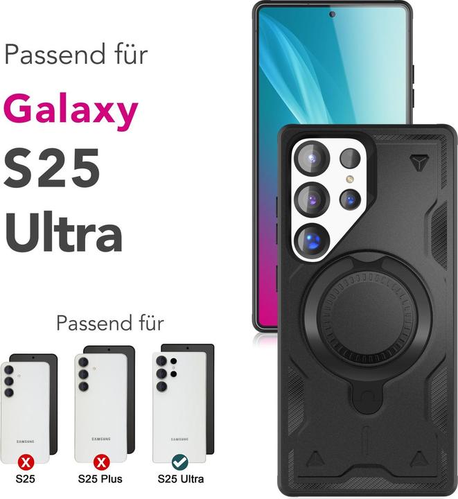 Produktbild Nalia Stormguard - Stossfeste Armor Ring Hülle für MagSafe - Military Kickstand Hardcase (Samsung Galaxy S25 Ultra)