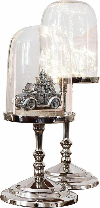 Produktbild Loberon Glasglocke 2er Set Kalvin silber (40 x 15 cm)