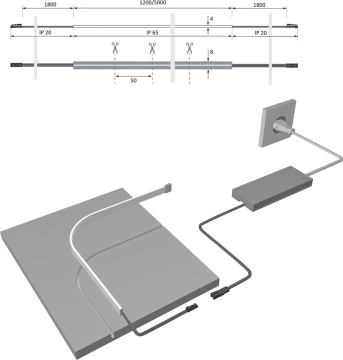 Actual product image Halemeier LED strips Versa Super Plus / 12 V (Neutral White, 500 cm, Indoor)
