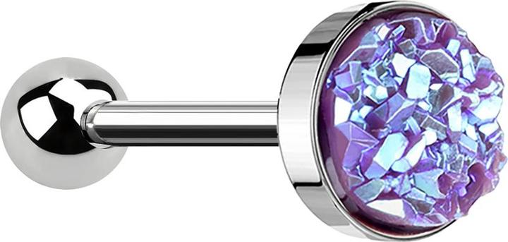 Star Piercing Micro Barbell silber mit Druse Stein violett (Chirurgenstahl 316L, ohne Messing)