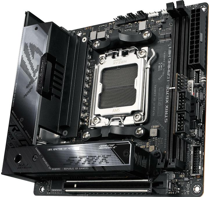 Actual product image ASUS ROG Strix X670E-I Gaming Wifi (AM5, AMD X670E, Mini-ITX)
