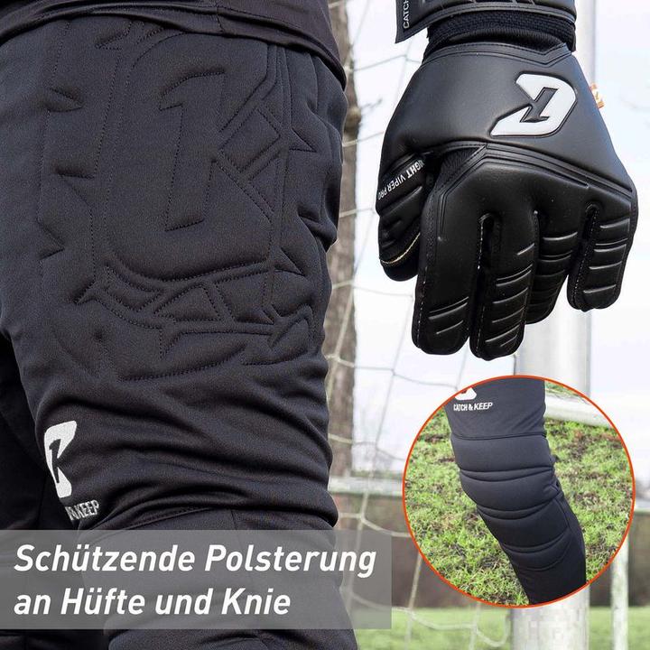Immagine prodotto Catch & Keep Pantaloni da portiere Flight Protection Taglia M Nero Calcio Portiere Pantaloni da allenamento per (M)