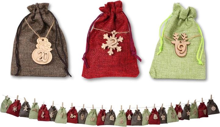 Image du produit Hermex Do-It-Yourself Calendrier de l'Avent Calendrier de Noël à remplir Sac en toile de jute
