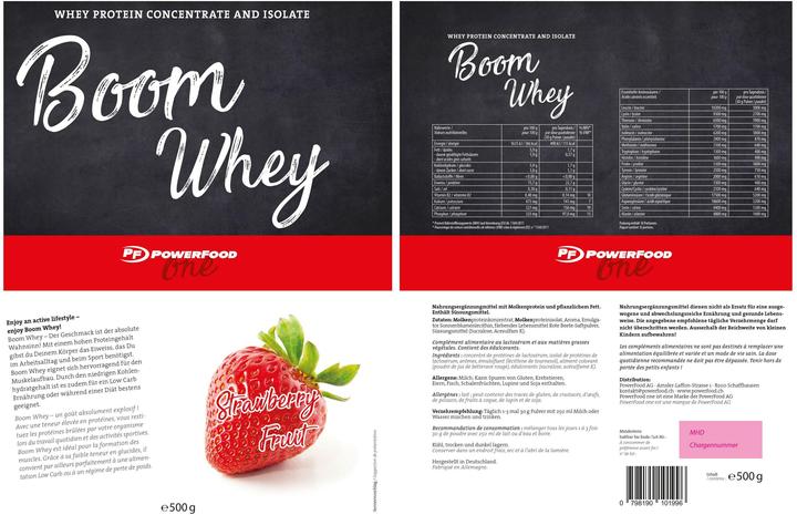 Nährwerte und Zutaten PowerFood One Boom Whey (Erdbeere, 1 Stk., 1000 g)