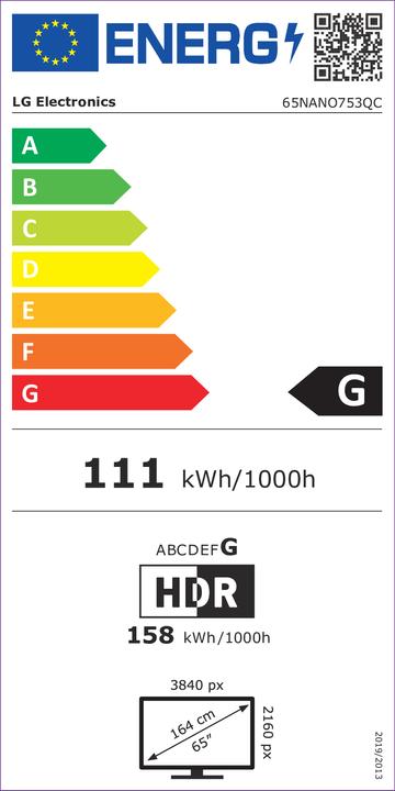 Energie-Label H.L Data Storage TV Set||65"|4K|3840x2160|Wireless LAN|Bluetooth|webOS|65NANO753QC (65", LED, 4K)