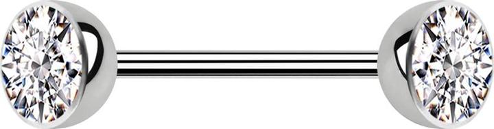 Produktbild Star Piercing Micro Barbell silber mit zwei Halbkugeln Kristall silber (ohne Messing, Titan G23)