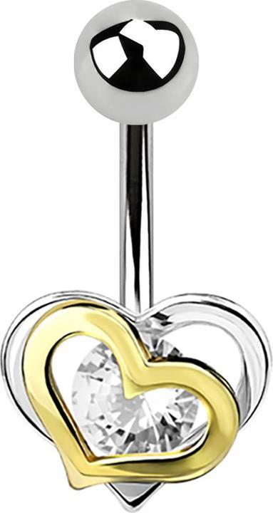 Immagine prodotto Star Piercing Cuore d'argento a forma di banana in cristallo d'argento (Ottone, Acciaio chirurgico 316L)