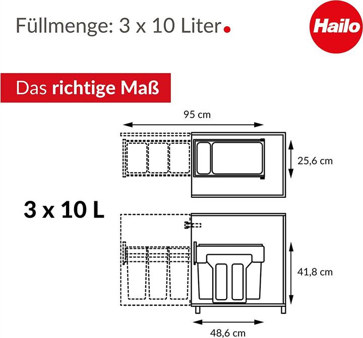 Produktbild Hailo EcoLine Design Trio L Einbausystem (30 l)
