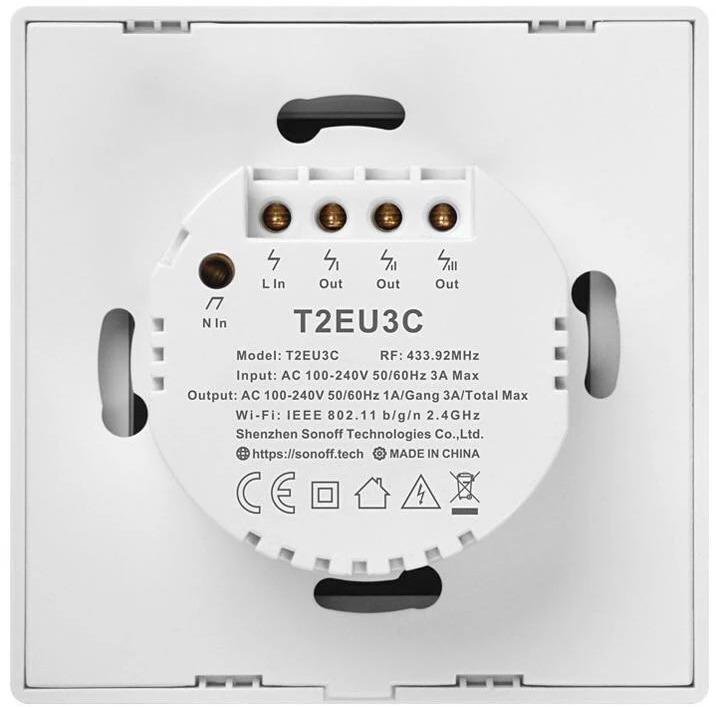 Actual product image Sonoff Light switch T2EU3C-TX WiFi-RF, 3-fold