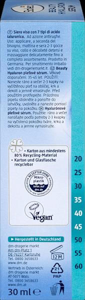 Nährwerte und Zutaten dm Balea Serum Beauty Hyaluron (30 ml)