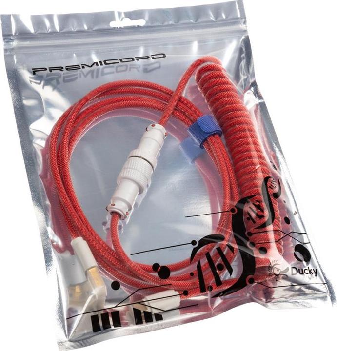 Actual product image Ducky Premicord Apple Red Spiral Cable, USB Type C to Type A - 1.8m (1.80 m, USB 2.0)