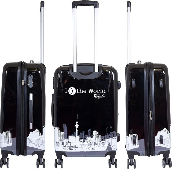 Immagine prodotto Trendyshop365 3-teiliges Hartschalen-Kofferset mit Städte-Motiv (94 l, Bagaglio a mano (fino a 50 litri))