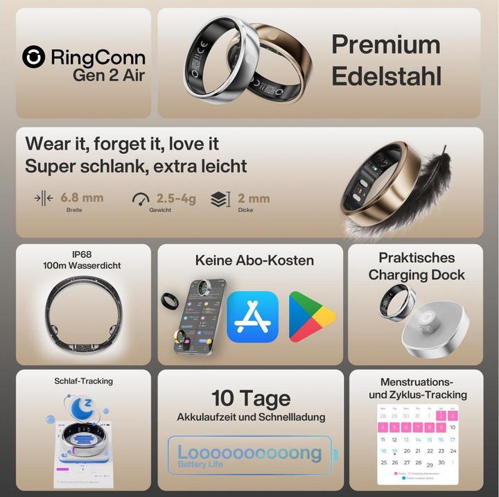 Immagine prodotto RingConn Smart Ring Gen 2 Air (7, Oro)