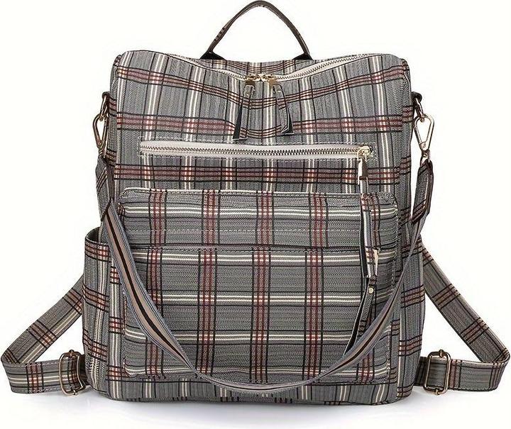 Produktbild Only-Bags.Store Retro Rucksack Handtasche, Boho Strap Zwei-Wege-Umhängetasche, Mode Vegan Leder Schultasche Daypack