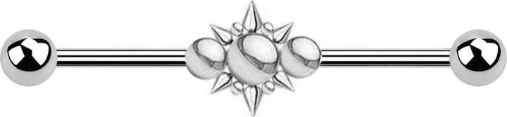 Produktbild Star Piercing Barbell silber zwei Kugeln drei Kugeln mit Cones (Chirurgenstahl 316L, ohne Messing)