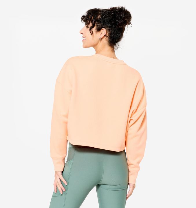 Produktbild Domyos Sweatshirt Crop Damen bequem dehnbar - pfirsich/orange (L)