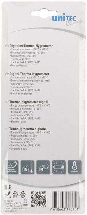 Image du produit Unitec Thermo-hygromètre