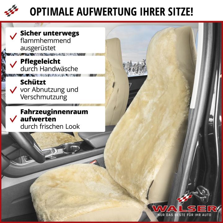 Produktbild Walser Autositzbezug Zoya aus Lammfell Einzelsitz Highback Zipp-It beige