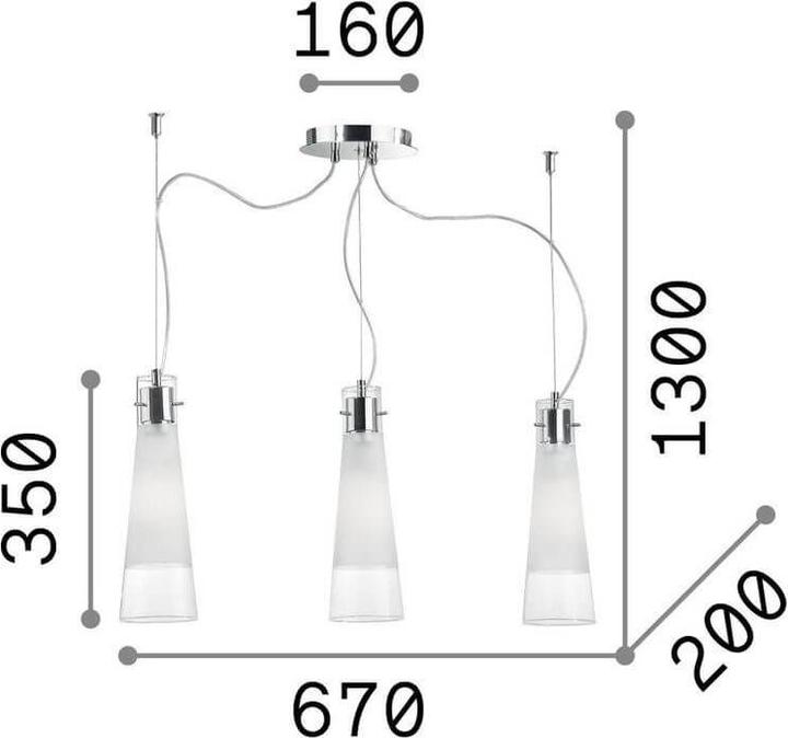 Image du produit Ideal lux KUKY Suspension E27 3-fois ⌀110mm dimmable Clair 033952 (E27)