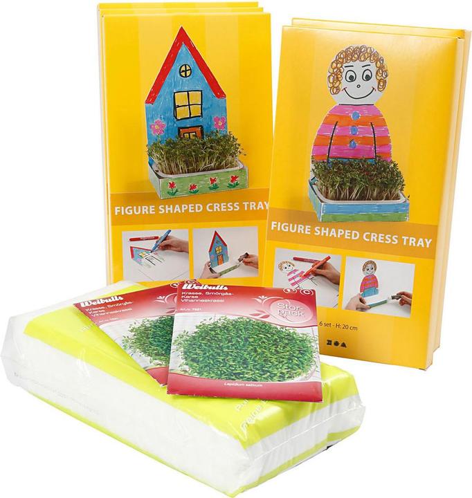 Produktbild Creativ Company Brunnenkresse-Tablett mit Figur Weiss, 30 Stück