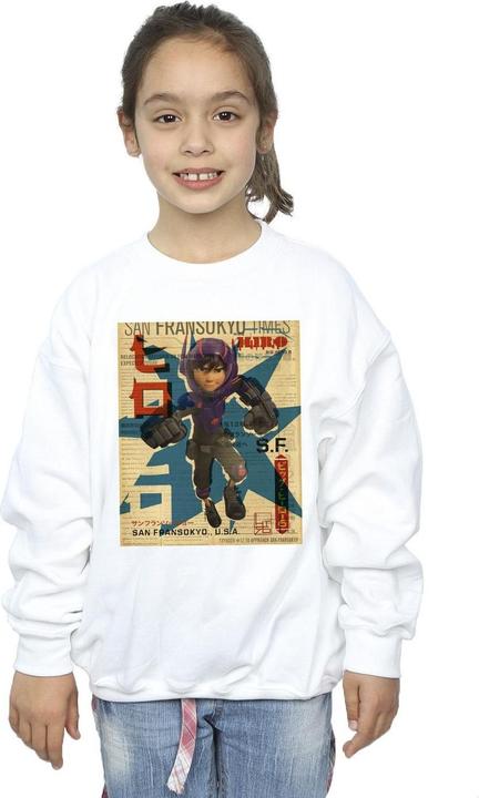 Actual product image Disney Girls Big Hero 6 Baymax Hiro Newspaper Sweatshirt (140, 146)