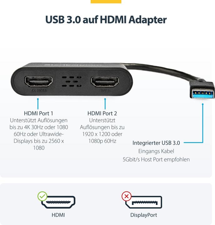 Image du produit StarTech USB32HD2 (HDMI, 31.50 cm)