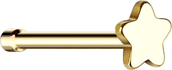 Actual product image Star Piercing Nasenstecker gerade vergoldet mit Stern (without brass, Surgical steel 316L)