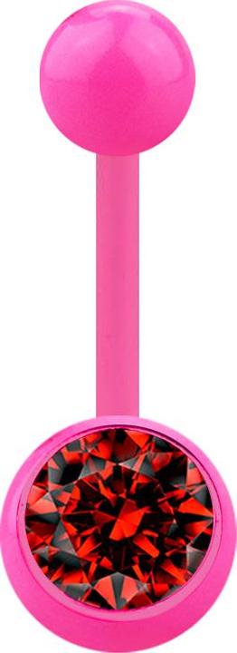 Image du produit Star Piercing Banane rose avec boule et boule de cristal rouge (Acrylique, sans laiton)