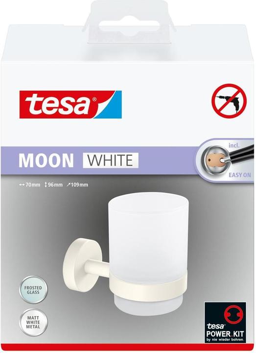 Produktbild tesa MOON WHITE Zahnputzbecher inkl. Klebelösung ohne Bohren