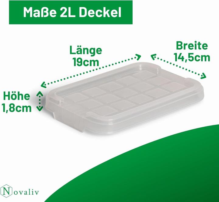 Image du produit Novaliv Couvercles de rechange 3X 2 litres avec fermeture à clip 19x14 cm transparent (19 x 14 cm, 2 l)