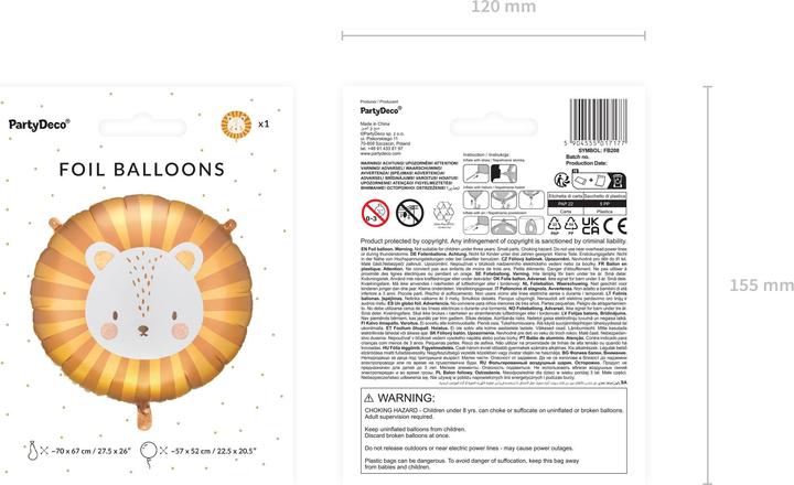 Image du produit Partydeco Ballon en plastique Lion 70 x 67 cm, jaune (1 x)