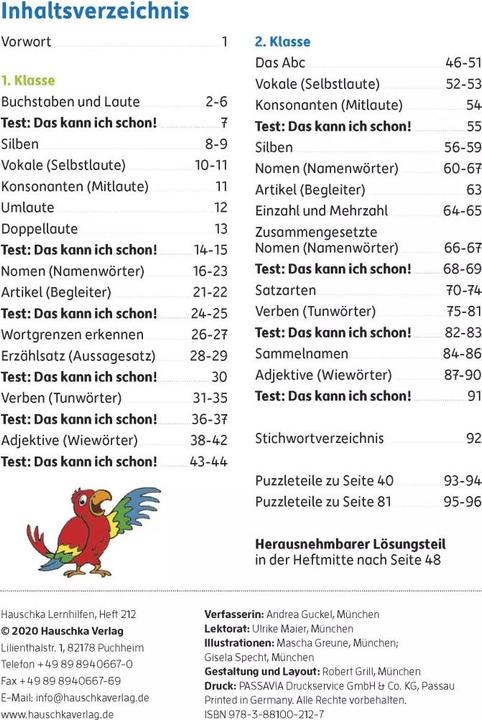 Produktbild Grammatik Deutsch 1./2. Klasse (Deutsch, Andrea Guckel, 2020)