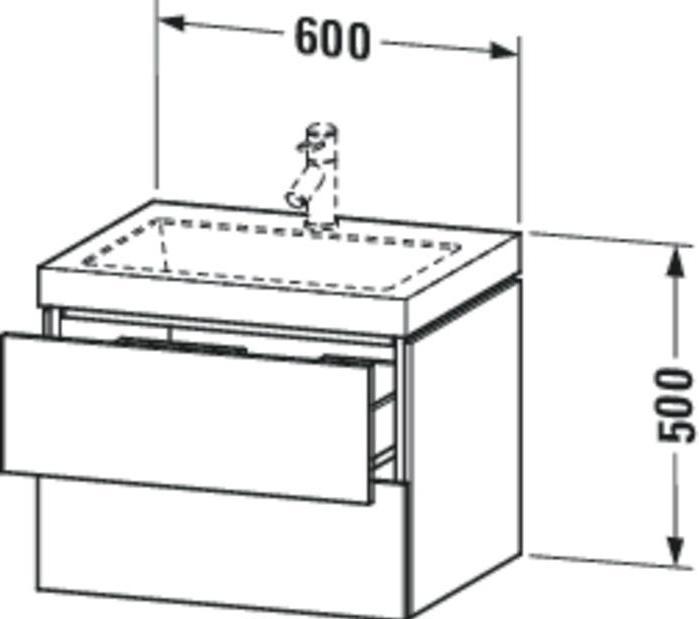 Produktbild Duravit Waschtischunterbau L-CUBE m WT Vero Air 500x600x480mm 1 HL sw hgl