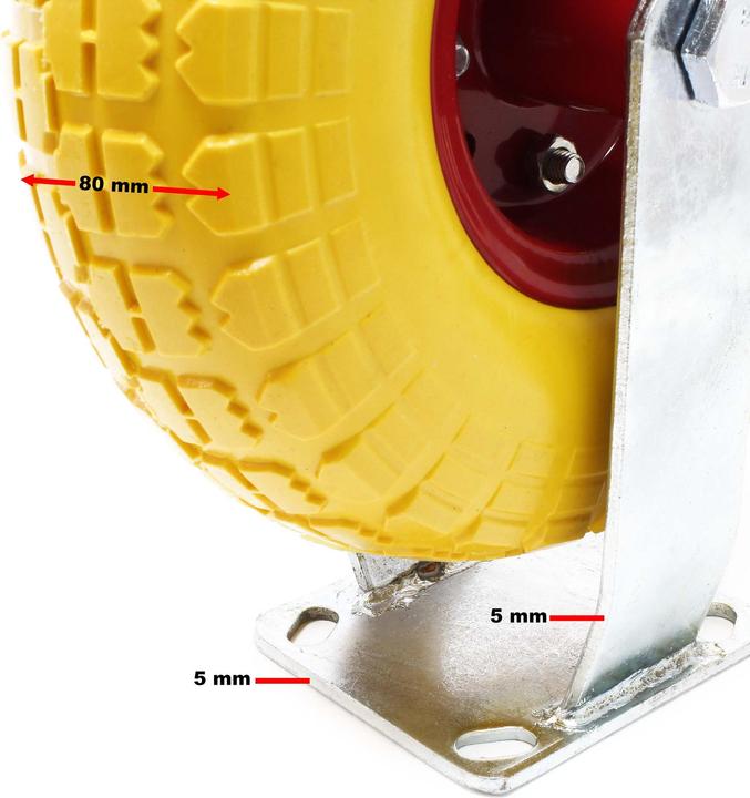 Produktbild Wiltec Bockrollen Set 4x Transportrolle 258mm Metallfelge 150kg pannensicher