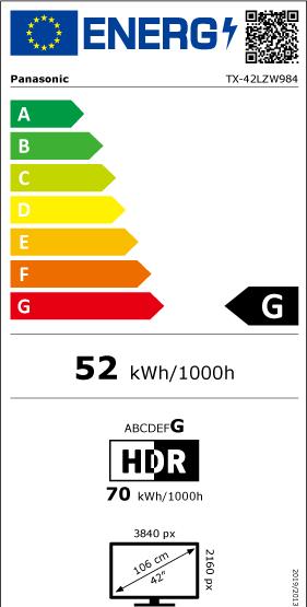 Label énergétique Panasonic TX-42LZW984 (42", OLED, 4K)